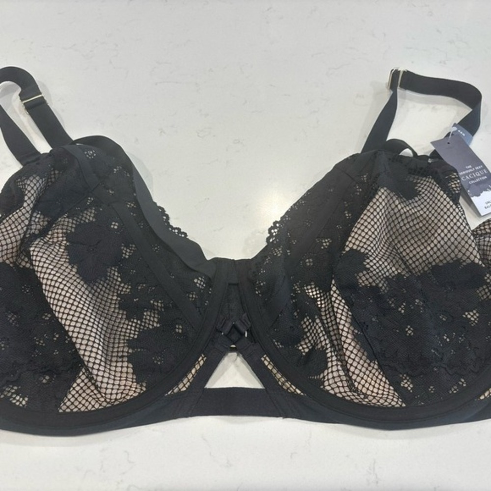Cacique‎ Unlined Bra 46 G Lace And Mesh Very Comfortable With Underwire